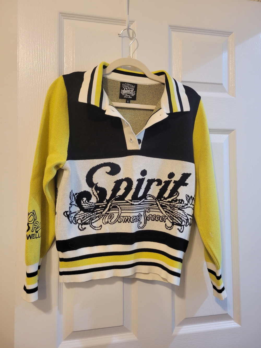 Washington Spirit Women's Soccer Collared Knit Sweater - Yellow, Black, White